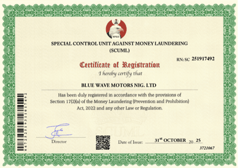 SCUML Certificate preview